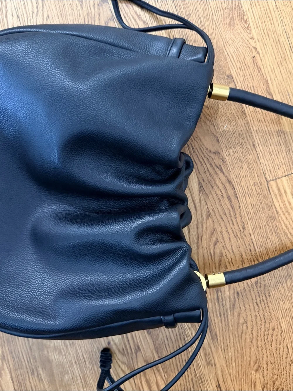 Abbicino Black Leather Hobo Bag with Gold Hardware - Women Bags